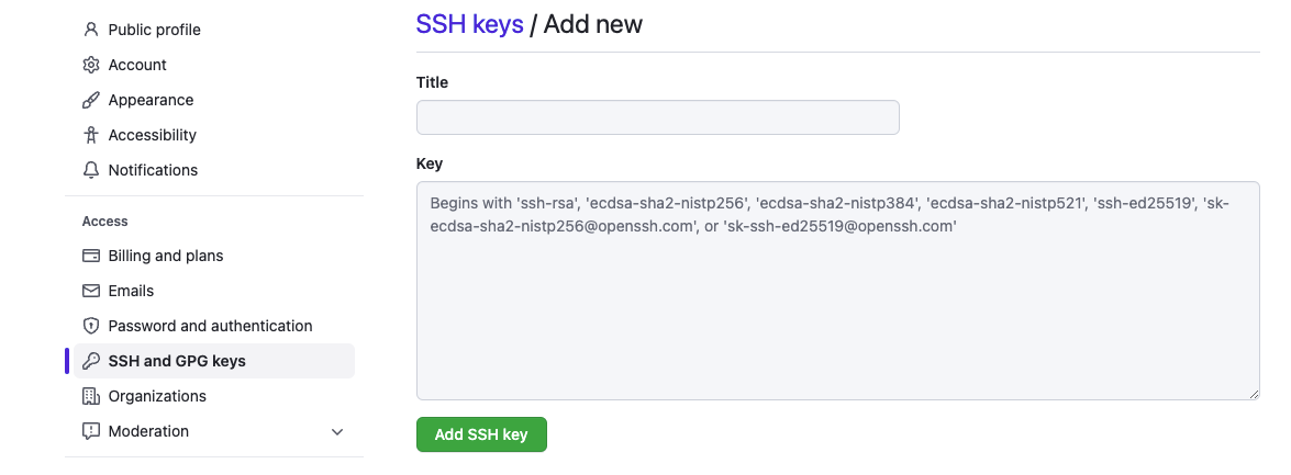 Github Create SSH Screen