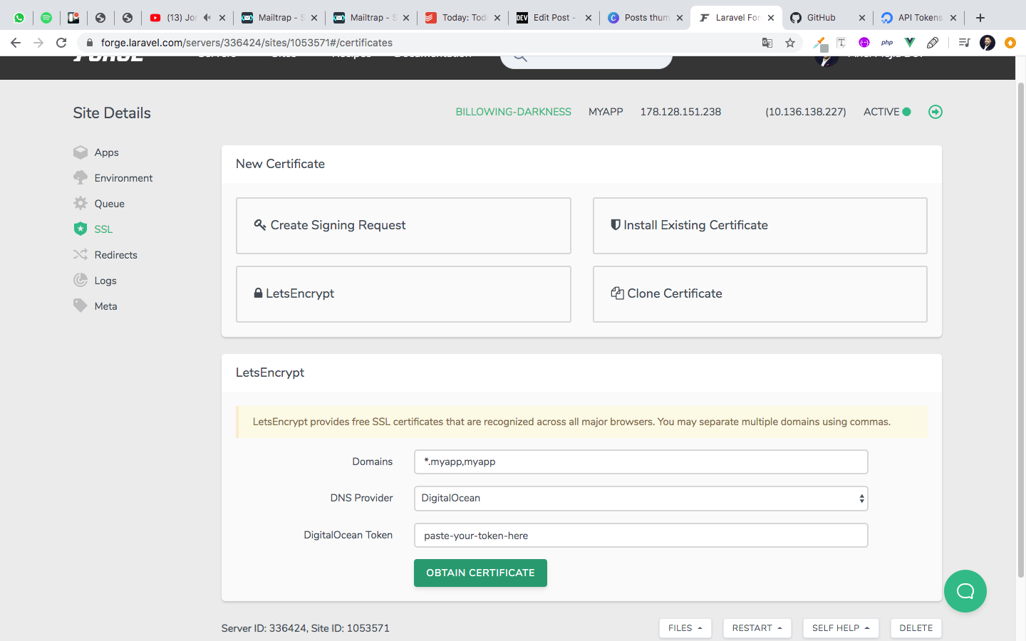 Add SSL Certificate in Forge